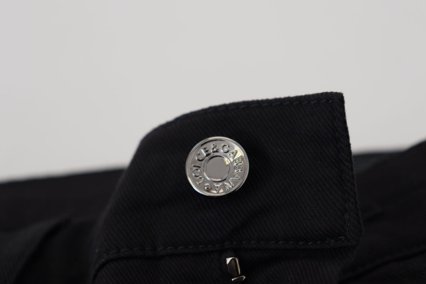 Black Cotton Crown Patch Skinny Denim Jeans