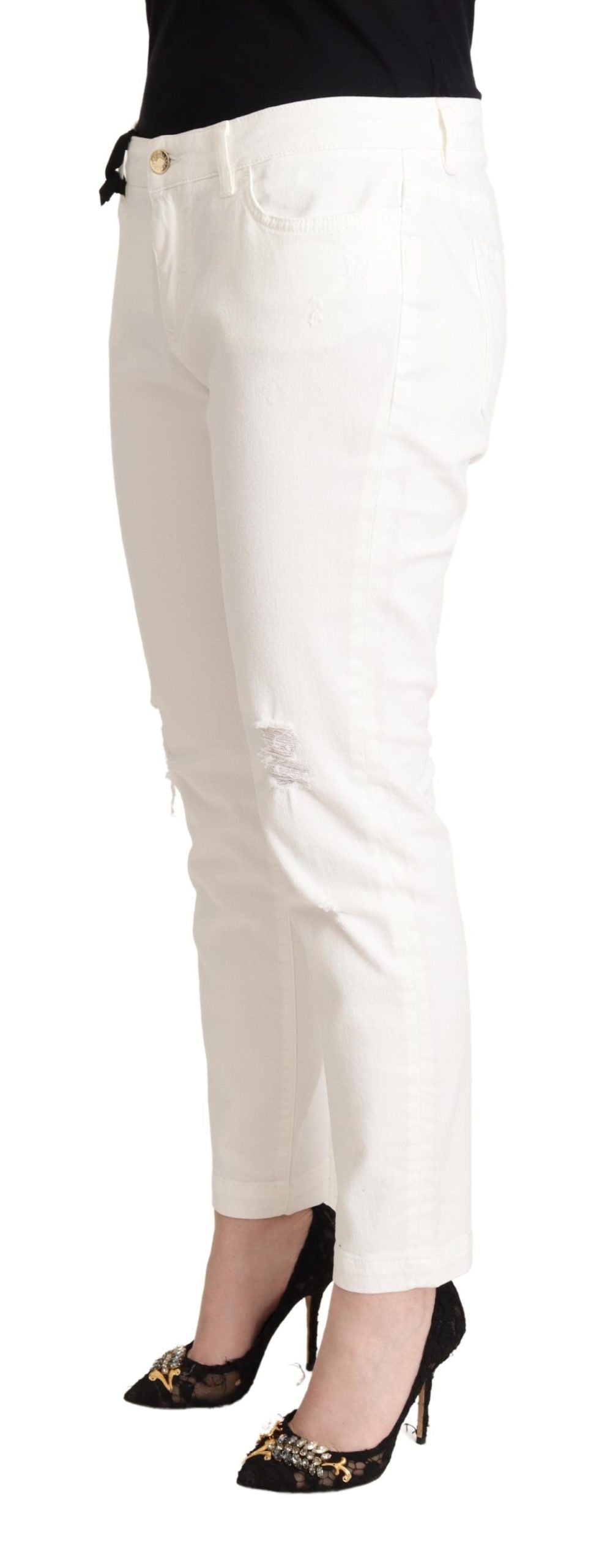 White Cotton Skinny Denim Women Pretty Jeans