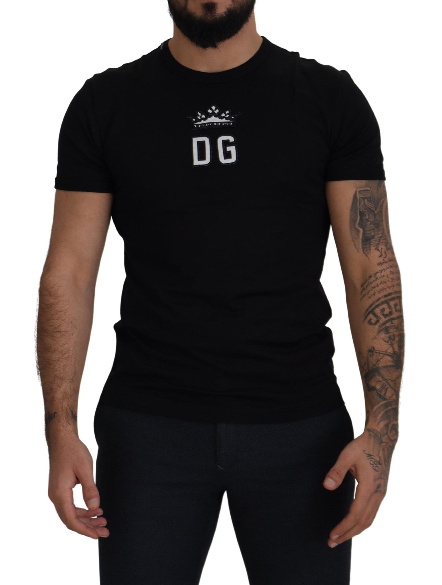 Black DG Crown Embroidered Crewneck T-shirt