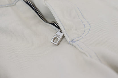 White Cotton Tattered Slim Fit Denim Jeans