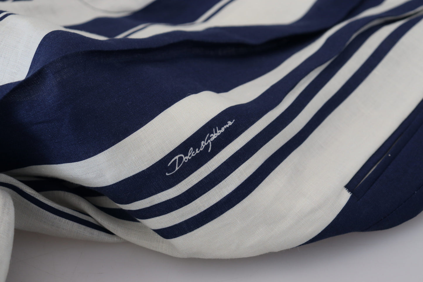 White Blue Cotton Striped Pants