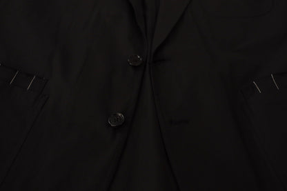 Black Cotton Single Breasted Blazer Jacket