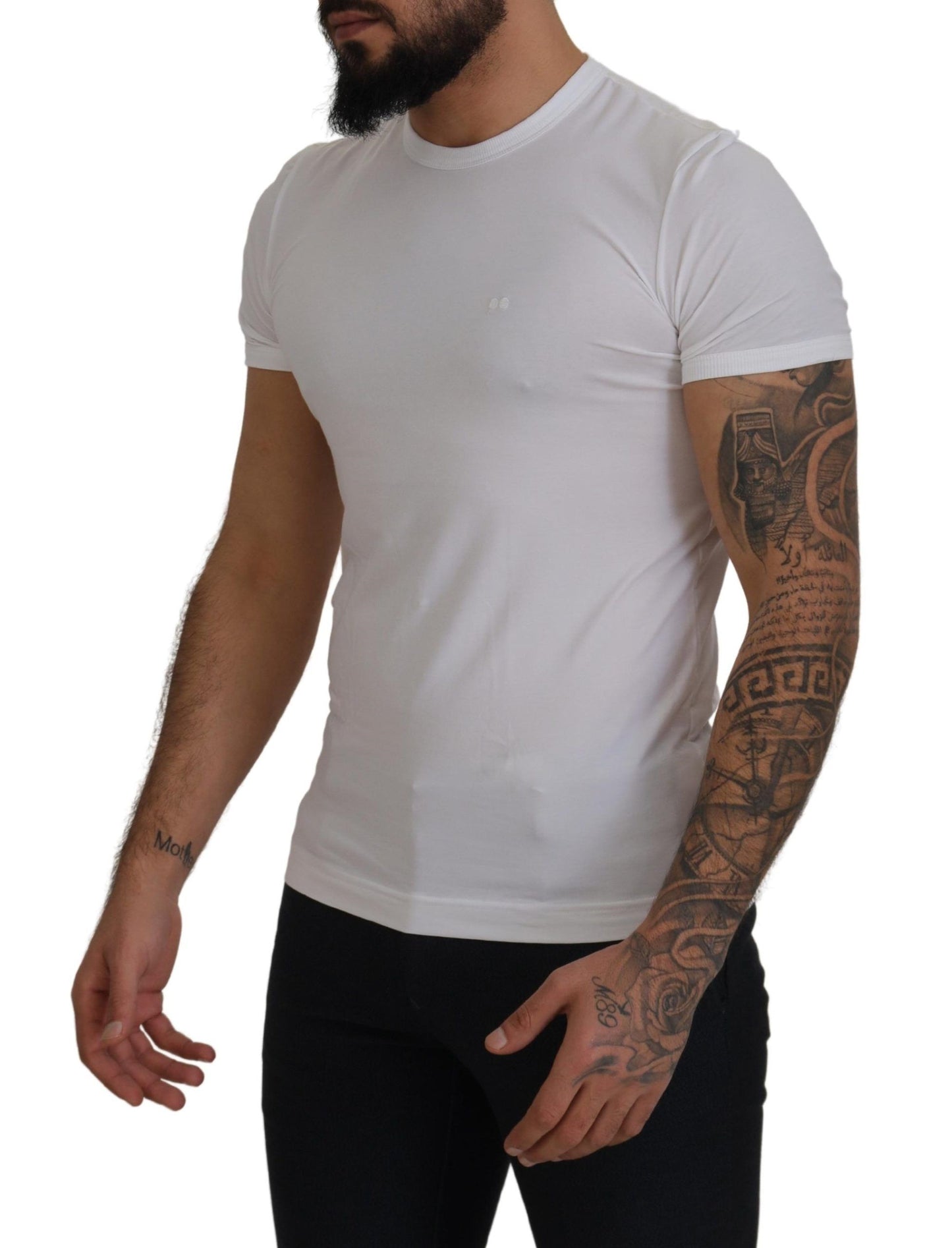 White Crewneck Short Sleeve Cotton  T-shirt