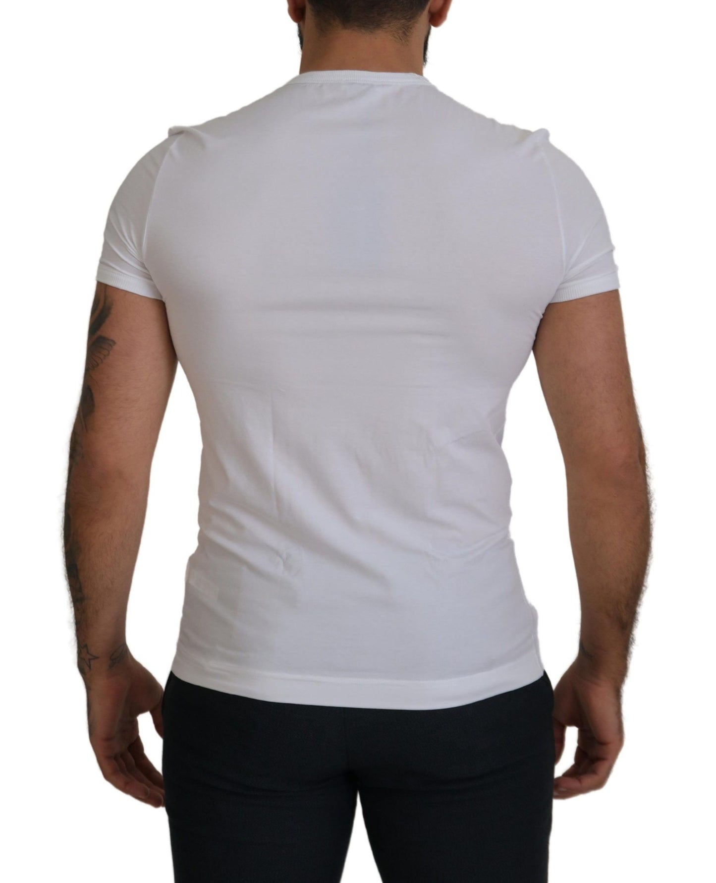 White Crewneck Short Sleeve Cotton  T-shirt