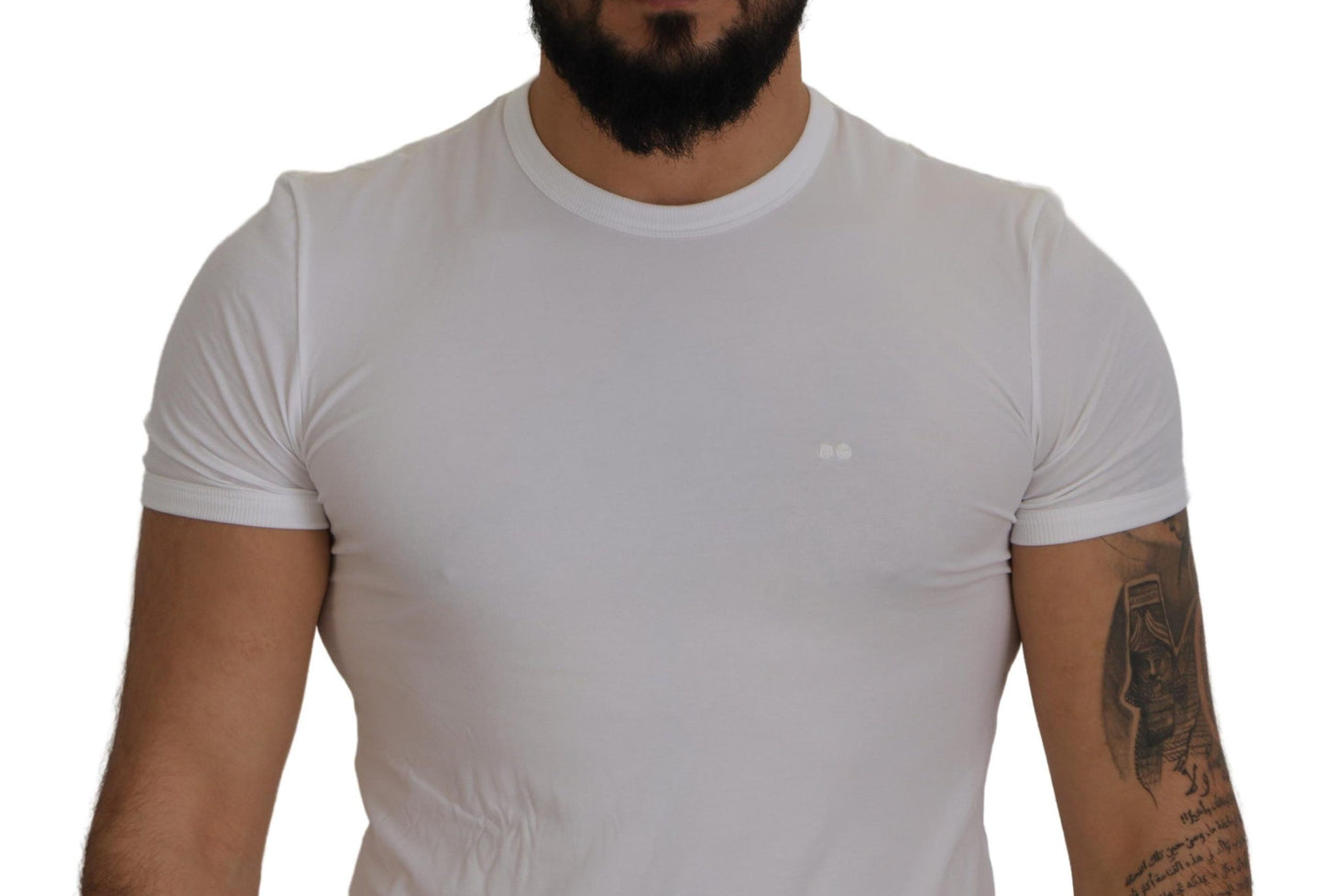 White Crewneck Short Sleeve Cotton  T-shirt