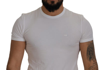 White Crewneck Short Sleeve Cotton  T-shirt