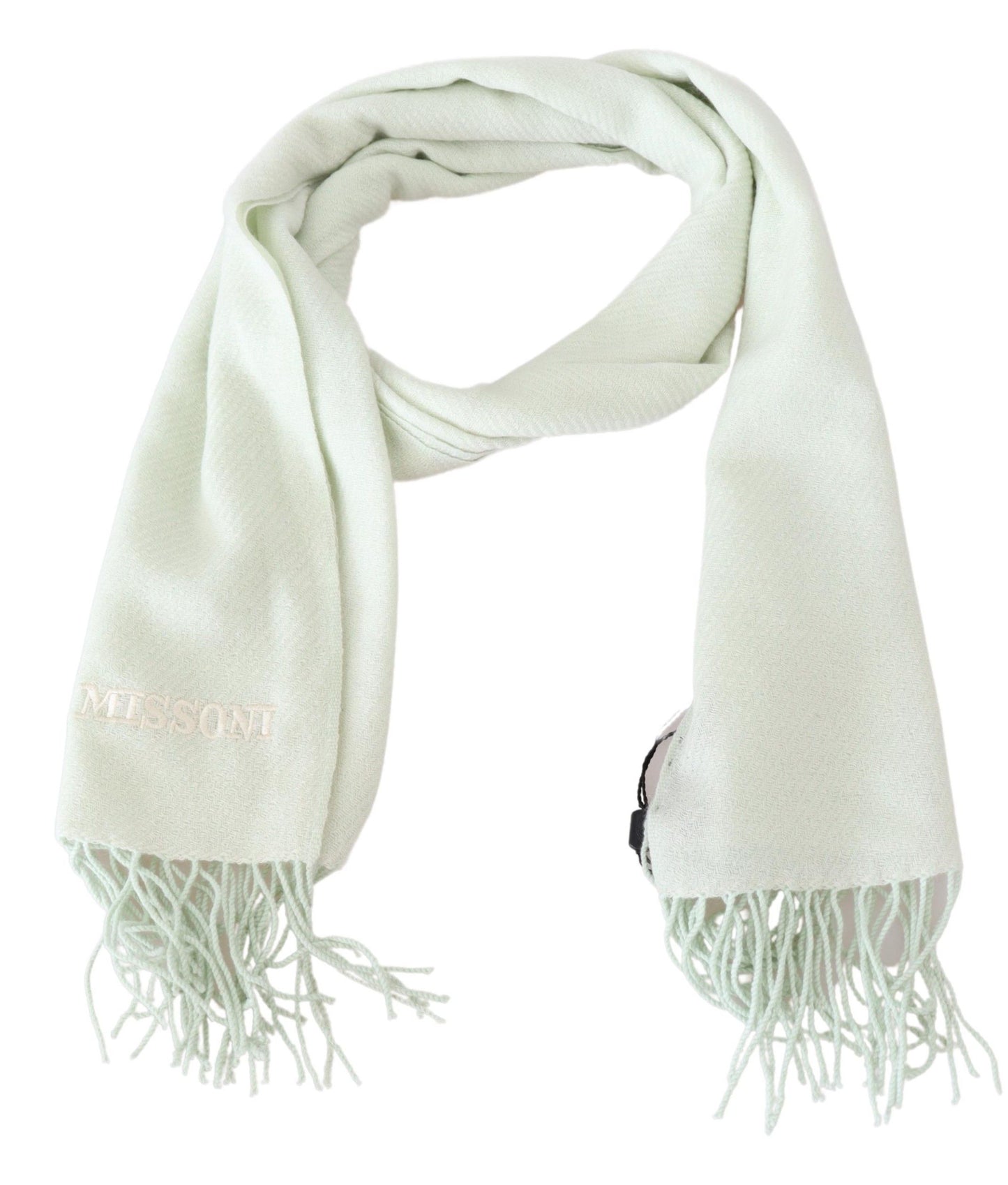 White Pattern Cashmere Unisex Wrap Fringes Scarf