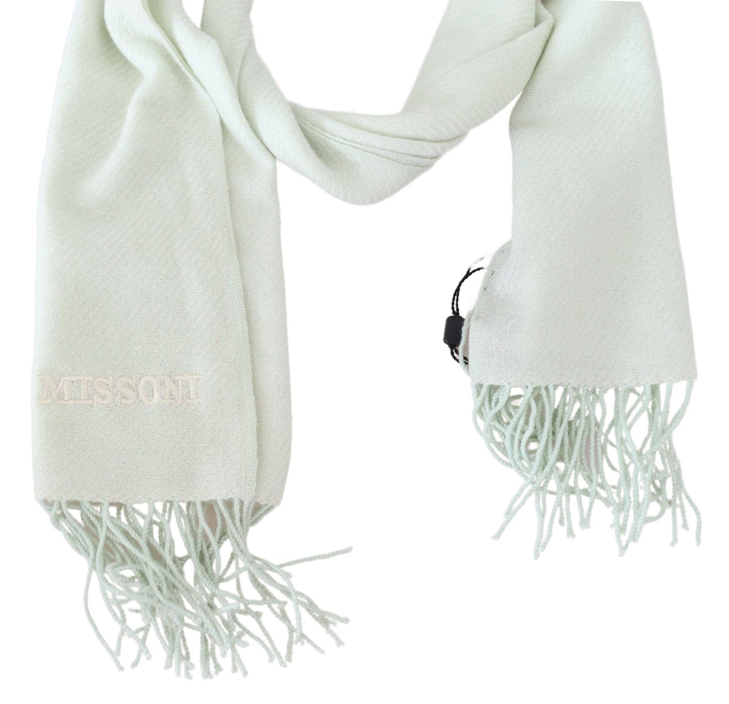 White Pattern Cashmere Unisex Wrap Fringes Scarf