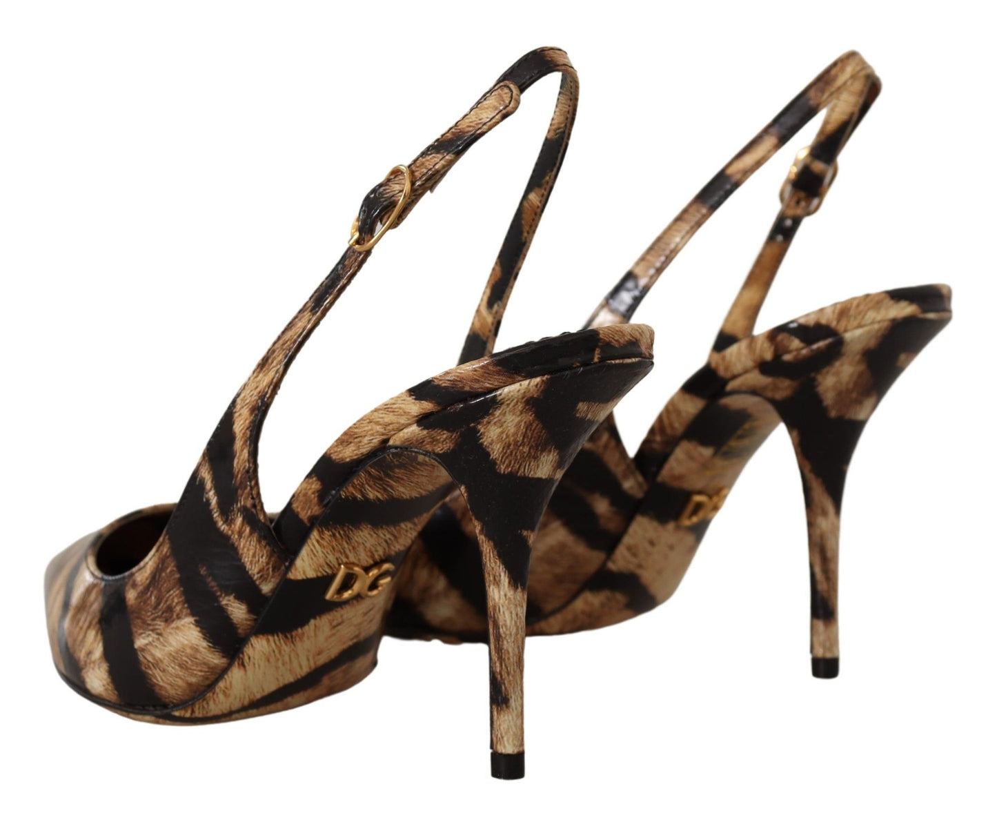 Brown Slingbacks Leather Tiger Shoes