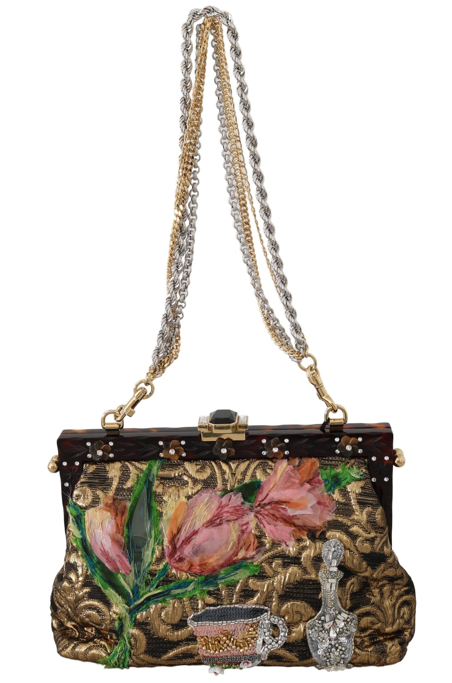 Bag Purse VANDA Gold Floral Crystal Shoulder Bag