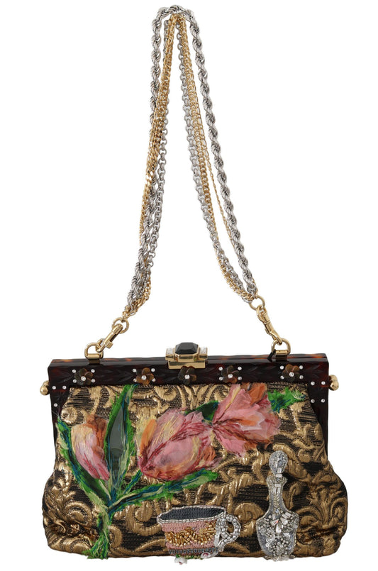 Bag Purse VANDA Gold Floral Crystal Shoulder Bag
