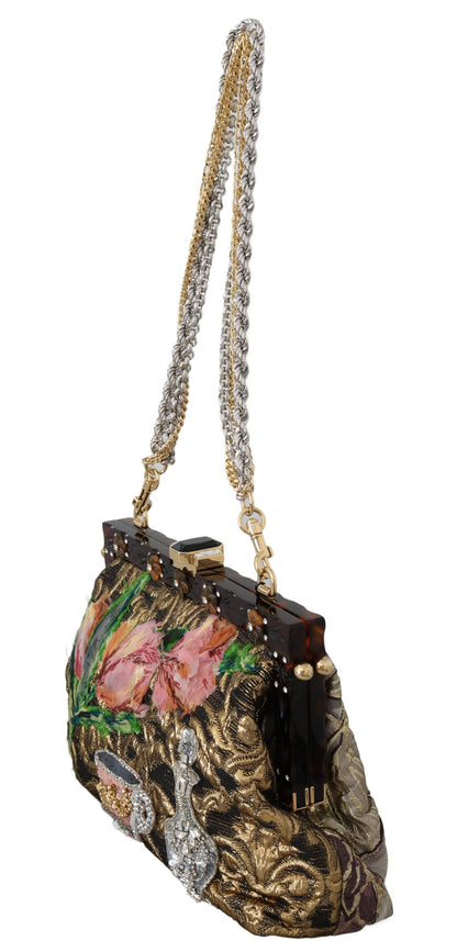 Bag Purse VANDA Gold Floral Crystal Shoulder Bag