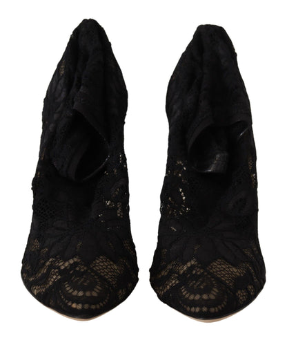 Black Stretch Socks Taormina Lace Boots Shoes
