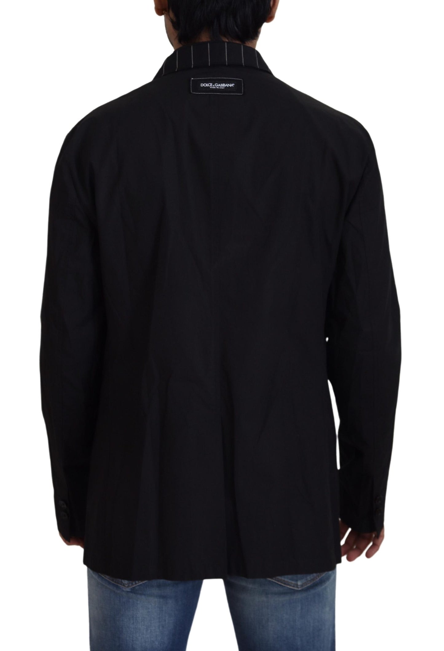 Black Cotton Single Breasted Jacket Suit
