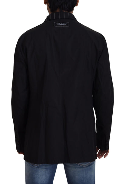 Black Cotton Single Breasted Jacket Suit