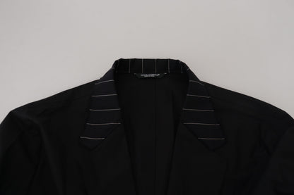 Black Cotton Single Breasted Jacket Suit