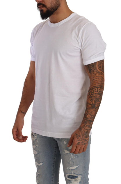 White Crewneck Short Sleeve Cotton T-shirt