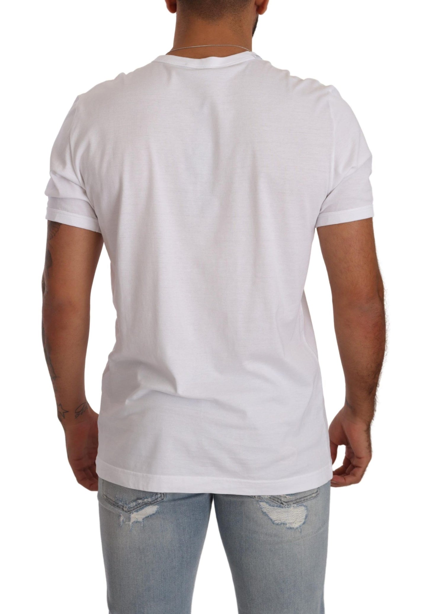 White Crewneck Short Sleeve Cotton T-shirt