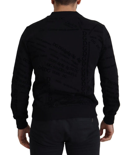 Black Cotton Blend Crewneck Pullover Sweater