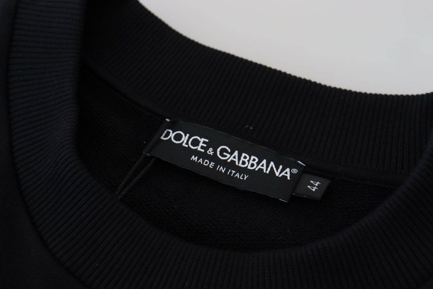Black Cotton Blend Crewneck Pullover Sweater