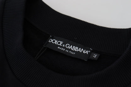 Black Cotton Blend Crewneck Pullover Sweater
