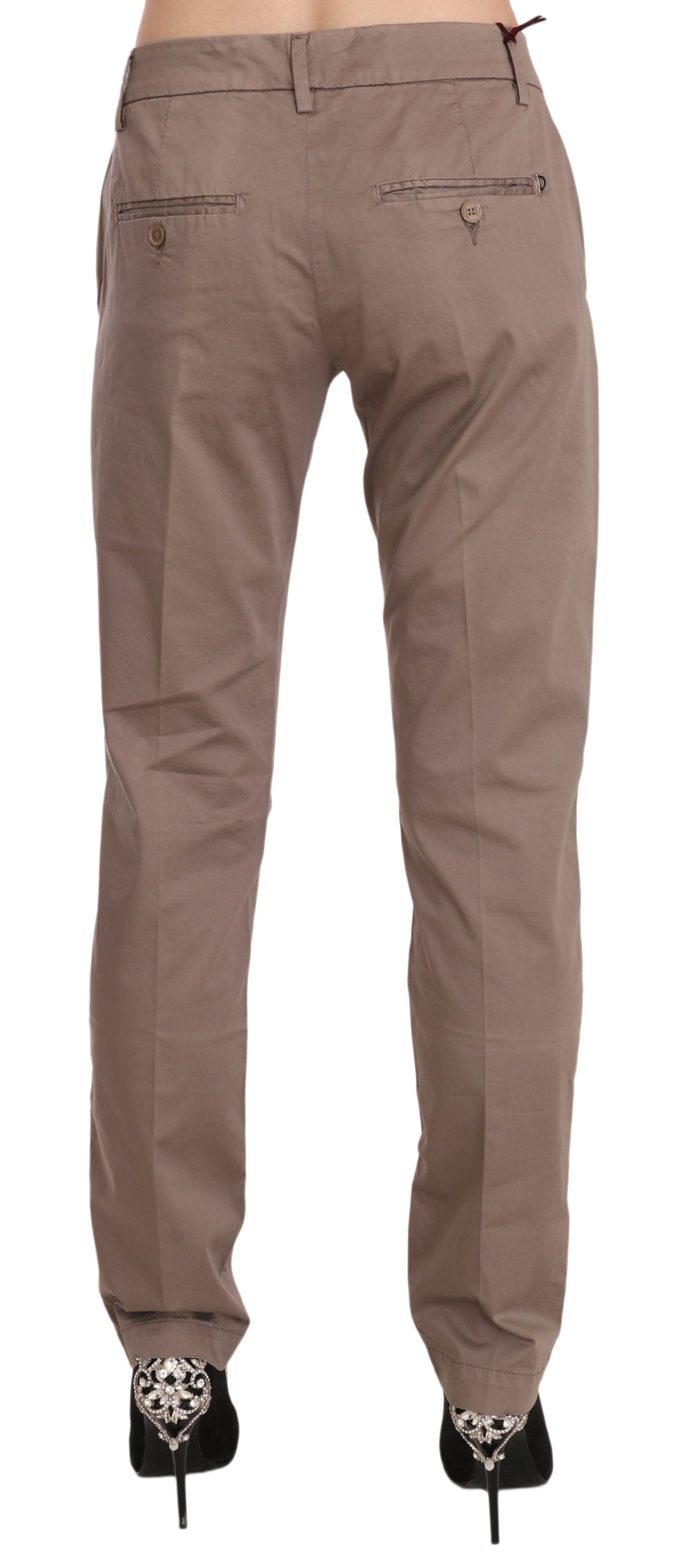 Brown Low Waist Straight Cut Trouser Pant