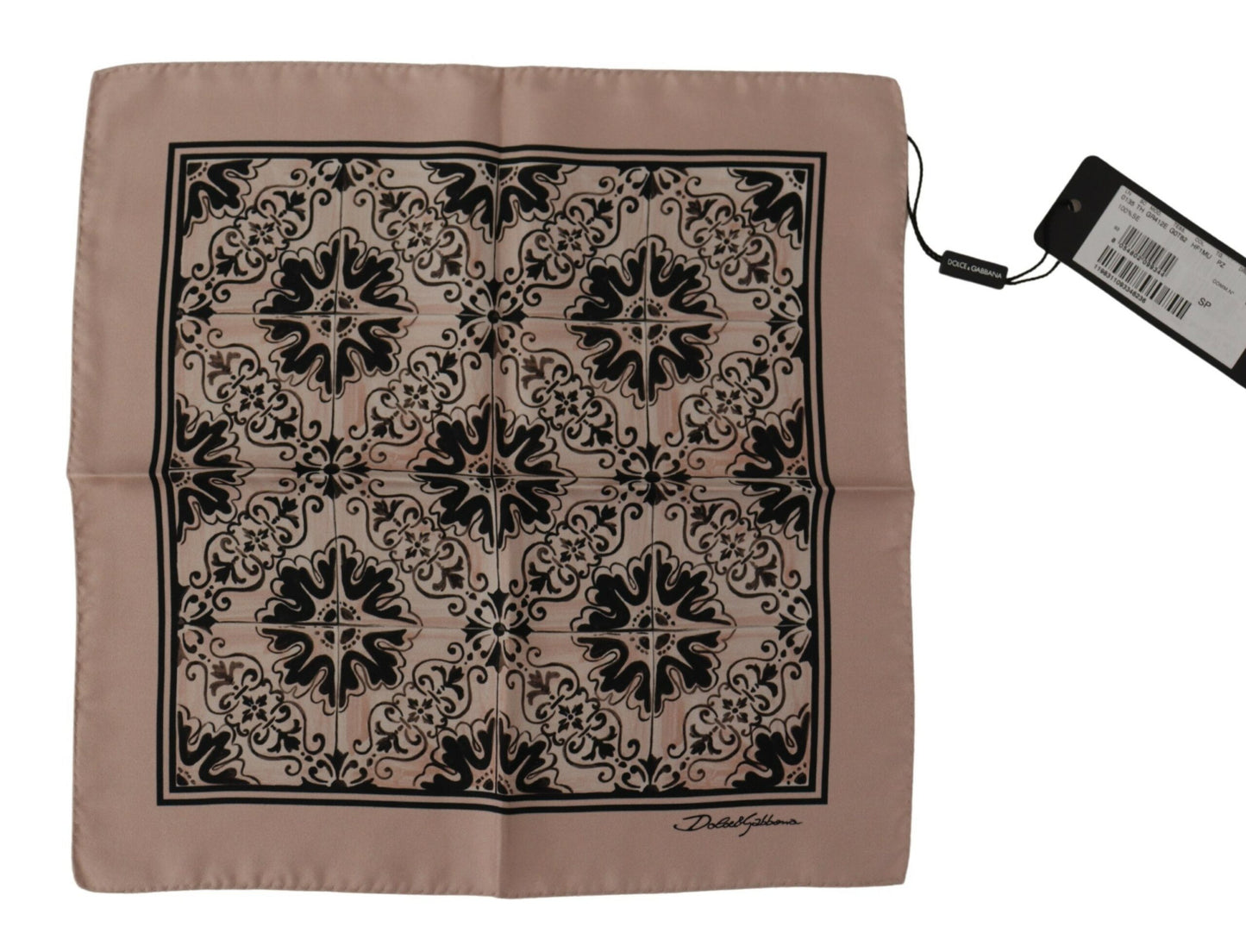 Beige Patterned Square Mens Handkerchief
