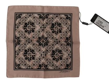 Beige Patterned Square Mens Handkerchief