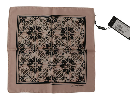 Beige Patterned Square Mens Handkerchief