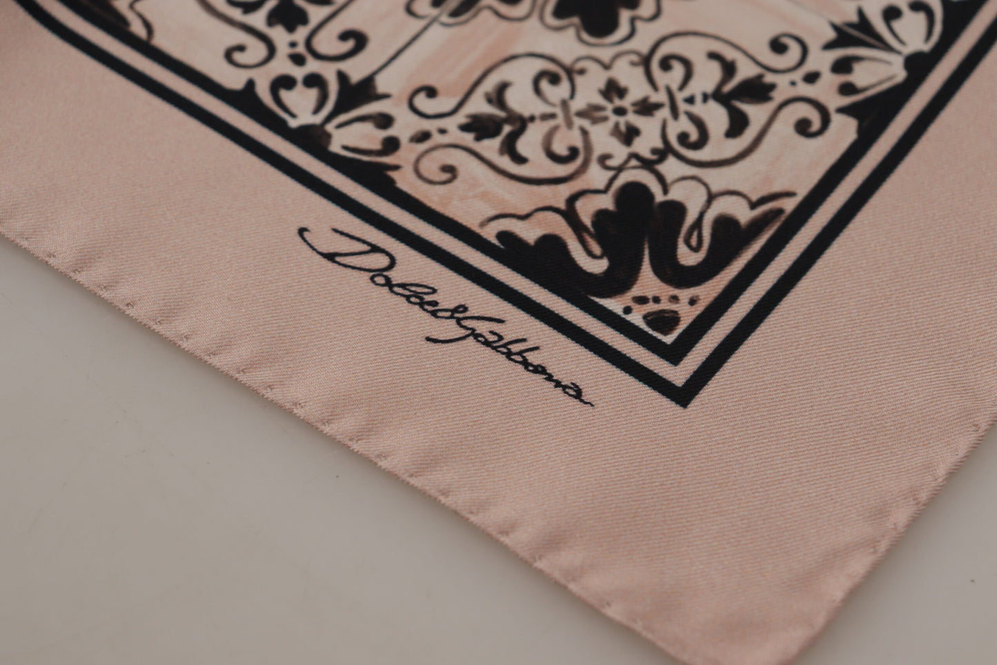 Beige Patterned Square Mens Handkerchief