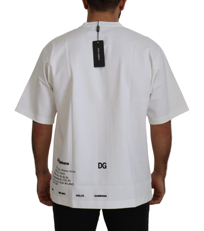 White Logo Print Cotton Crewneck Mens T-shirt