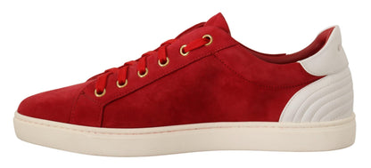 Red Suede Leather Low Tops Sneakers Shoes