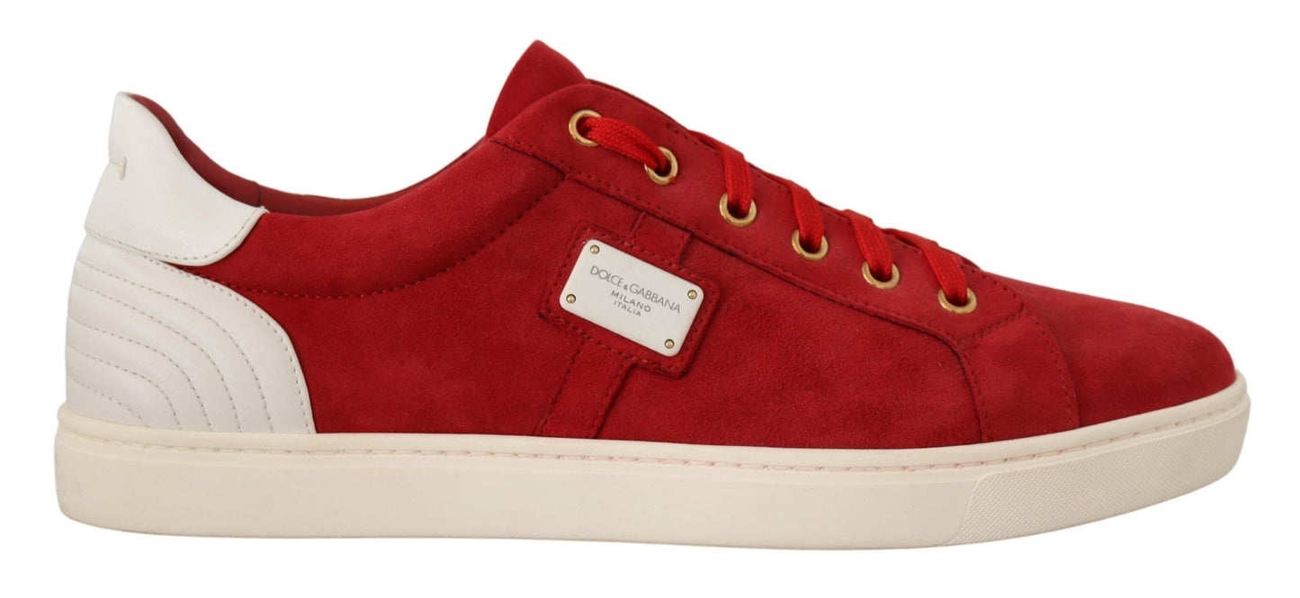Red Suede Leather Low Tops Sneakers Shoes