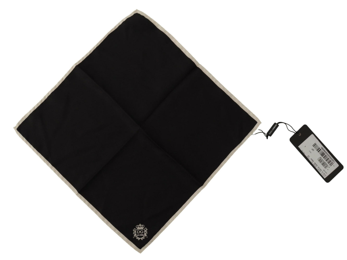 Black DG Crown Print Square Handkerchief Silk Scarf