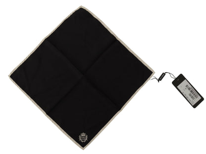 Black DG Crown Print Square Handkerchief Silk Scarf