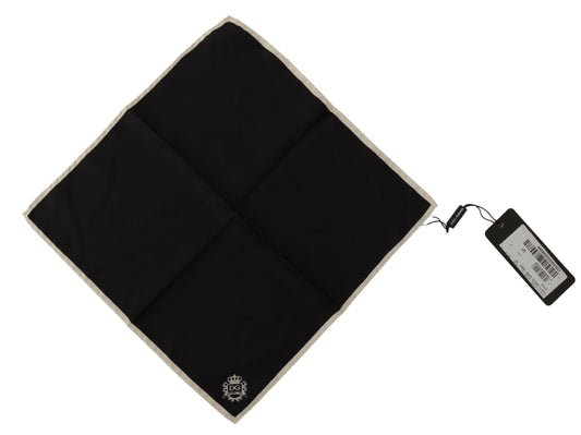 Black DG Crown Print Square Handkerchief Silk Scarf