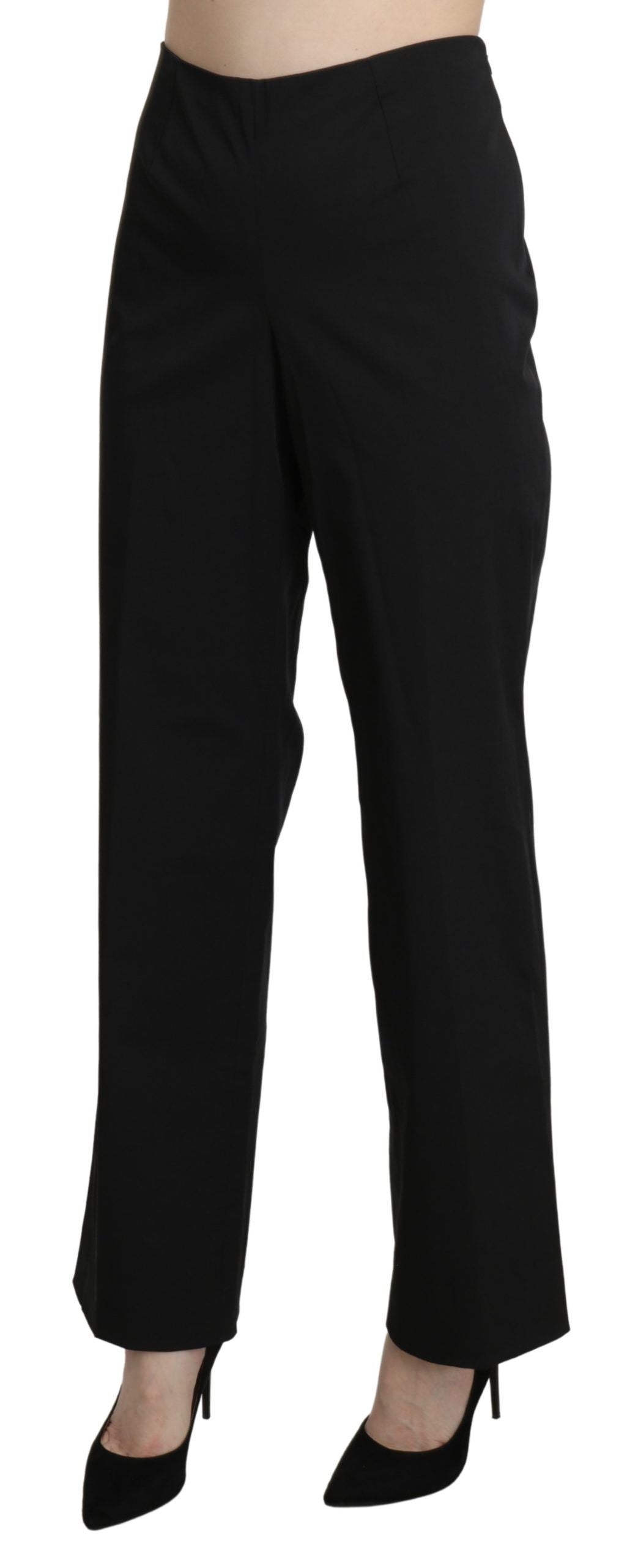 Black High Waist Straight Dress Trouser Pants