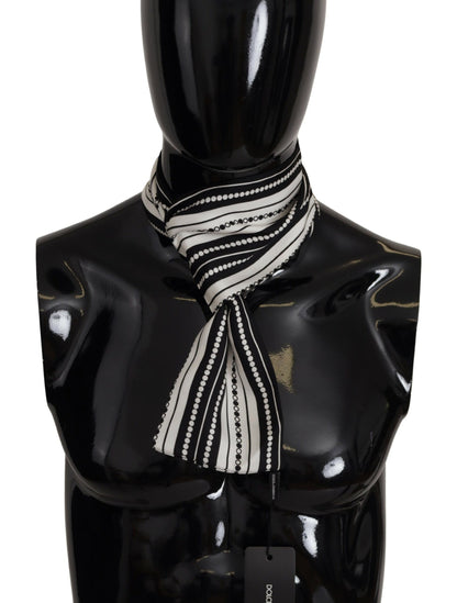 White Black Stripes Dotted Scarf Shawl Silk Scarf