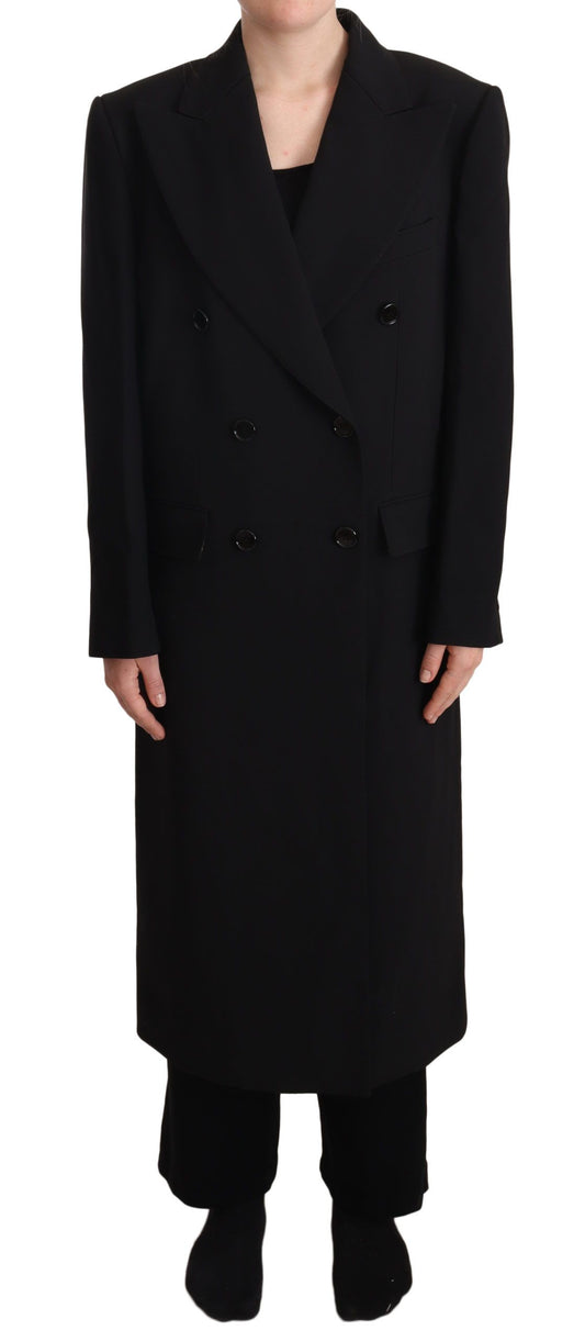 Black Double Breasted Overcoat Jacket