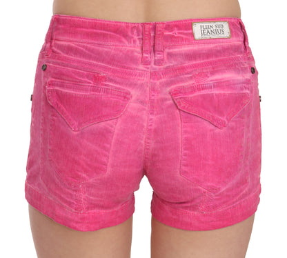 Pink Mid Waist Cotton Denim Mini Shorts