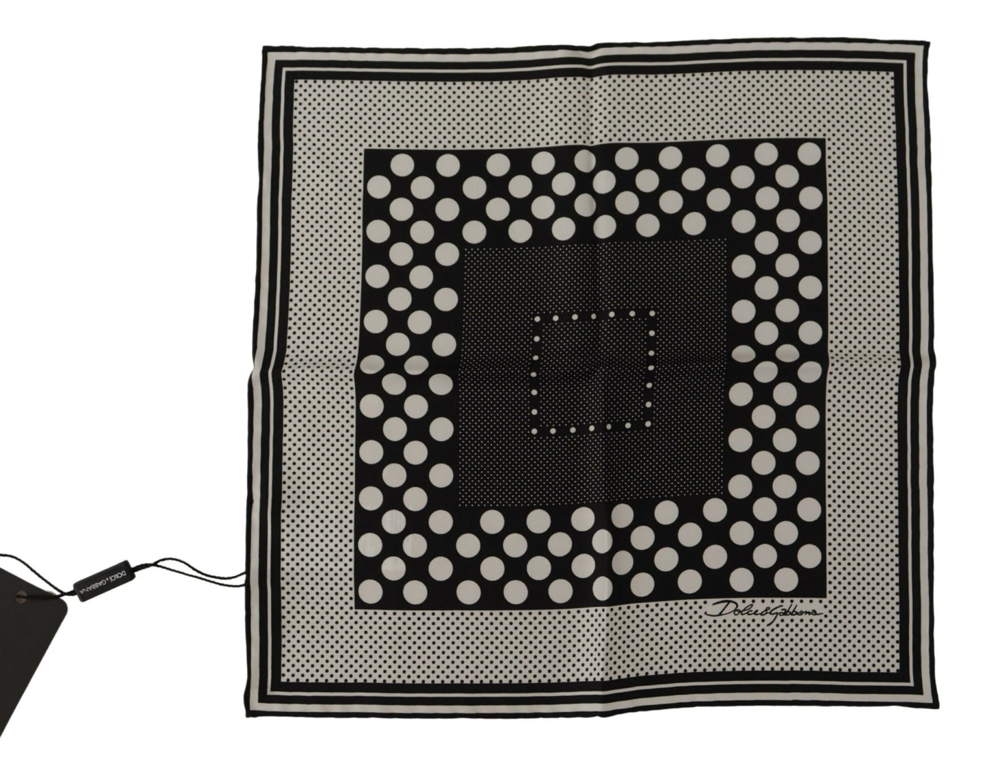 White Black Polka Dots Square Handkerchief Scarf
