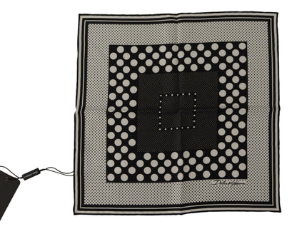 White Black Polka Dots Square Handkerchief Scarf