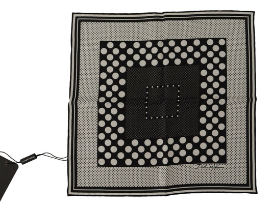 White Black Polka Dots Square Handkerchief Scarf