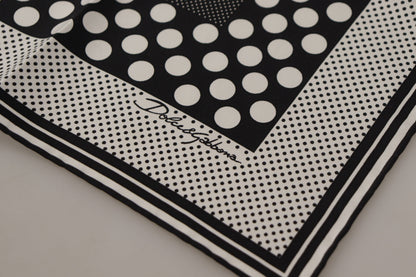 White Black Polka Dots Square Handkerchief Scarf
