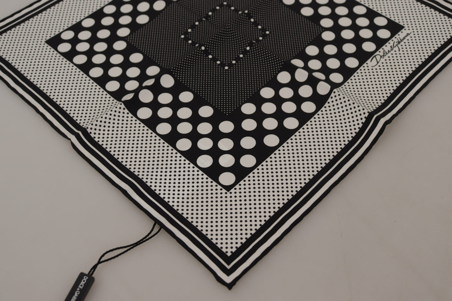 White Black Polka Dots Square Handkerchief Scarf