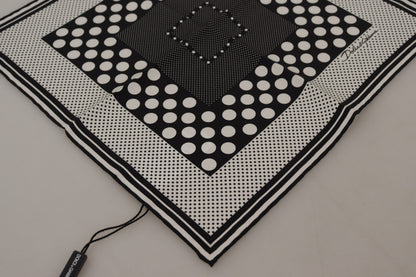 White Black Polka Dots Square Handkerchief Scarf