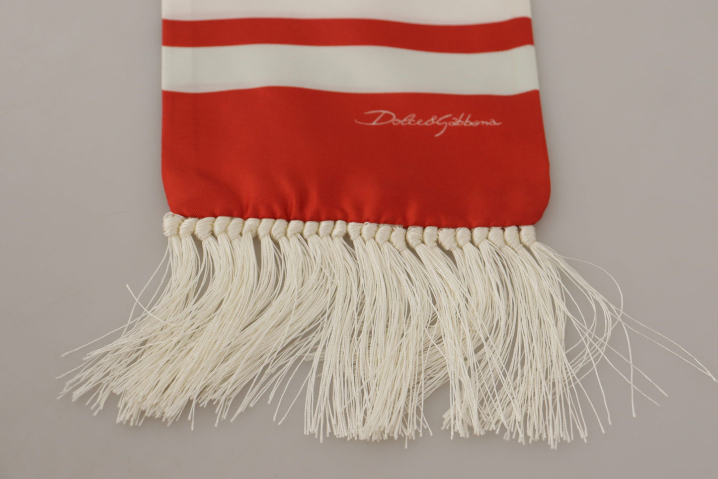 White Red DG Lobster Print Shawl Fringe Scarf