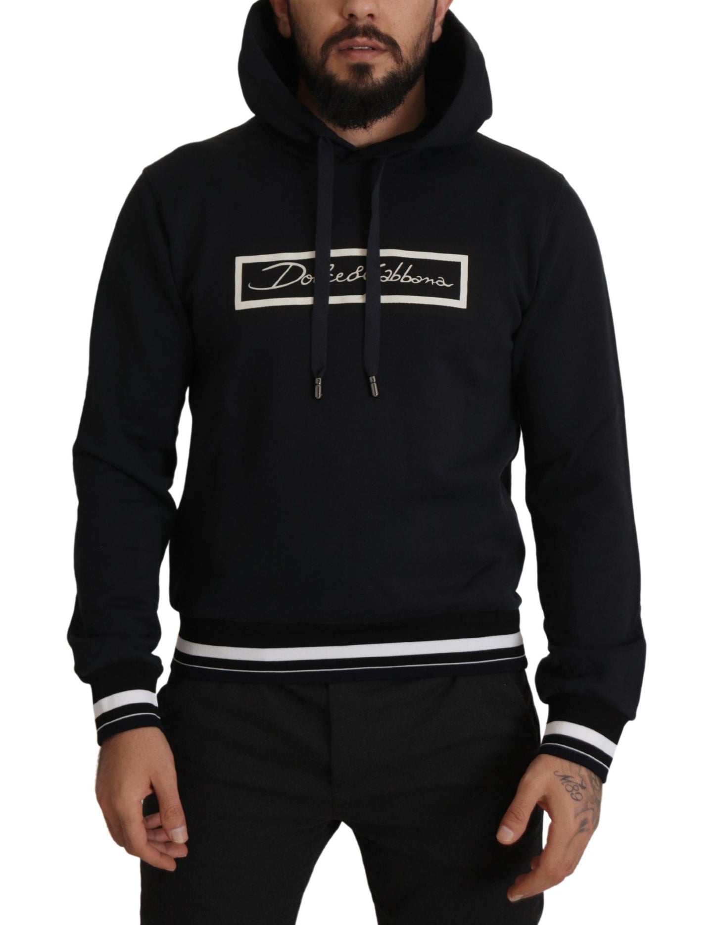 Black Cotton Logo Hooded Sweatshirt Sweater