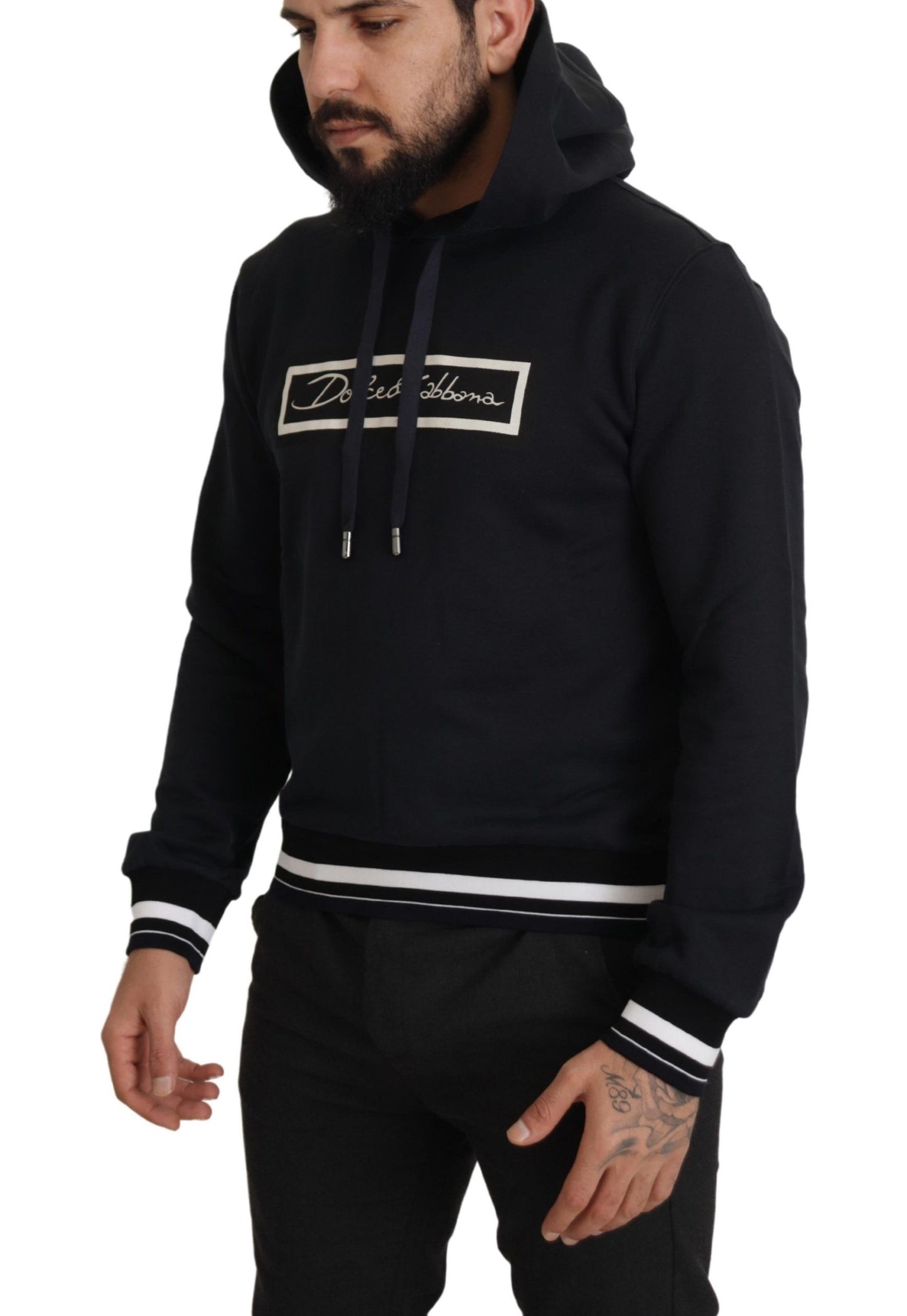 Black Cotton Logo Hooded Sweatshirt Sweater