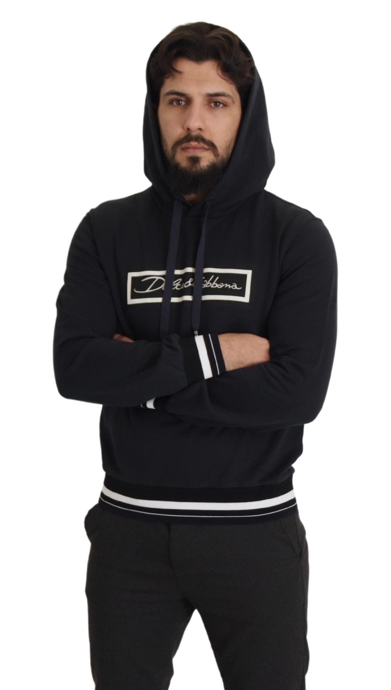 Black Cotton Logo Hooded Sweatshirt Sweater